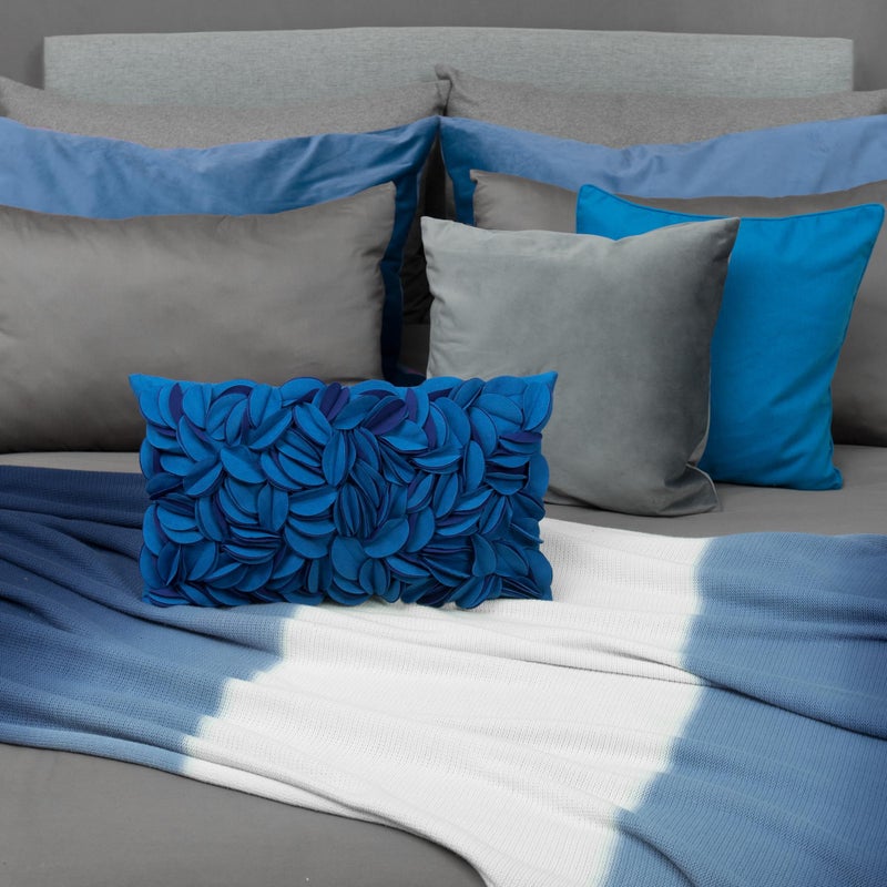 KINGROSE 3D Floral Decorative Throw Pillow Cover Handmade Soft Pillow Case Sham Solid Cushion Cover for Bedroom Home Decor Sofa 12 x 20 Inches Solid Suede Blue - Image 5